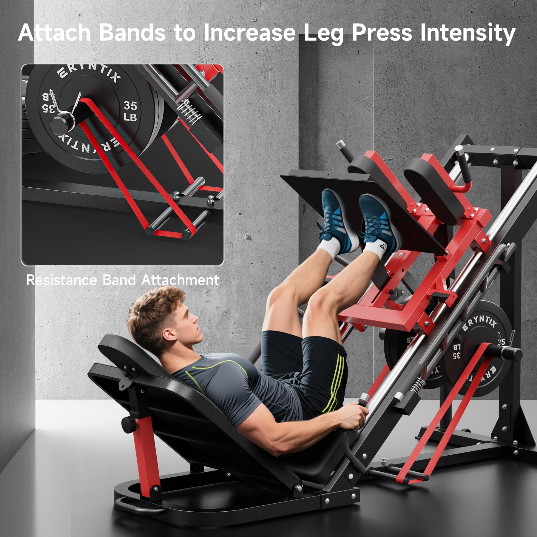 ERYNTIX Leg Press Hack Squat Combo | 45° Compact Home Gym Machine