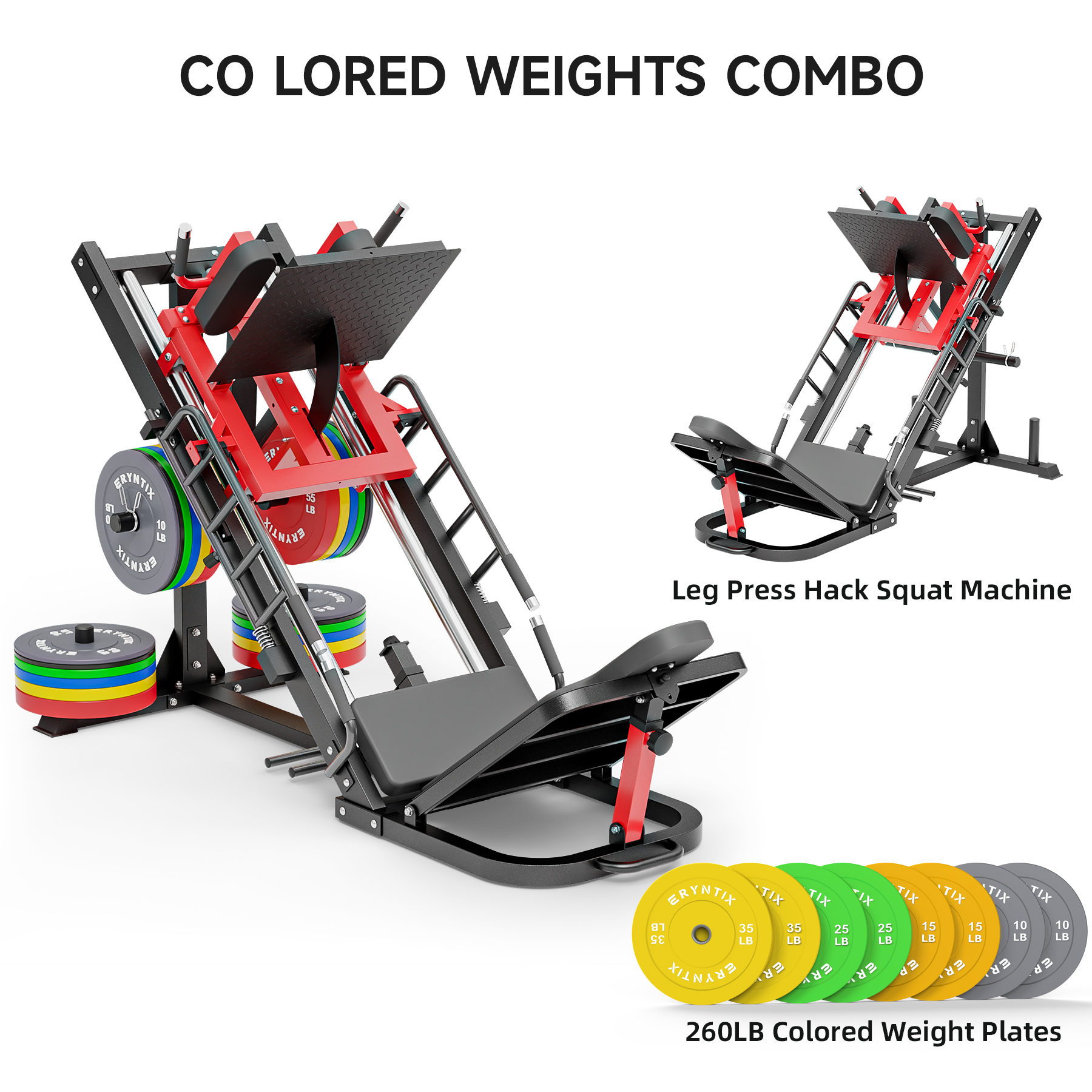 ERYNTIX Leg Press Hack Squat Combo | 45° Compact Home Gym Machine
