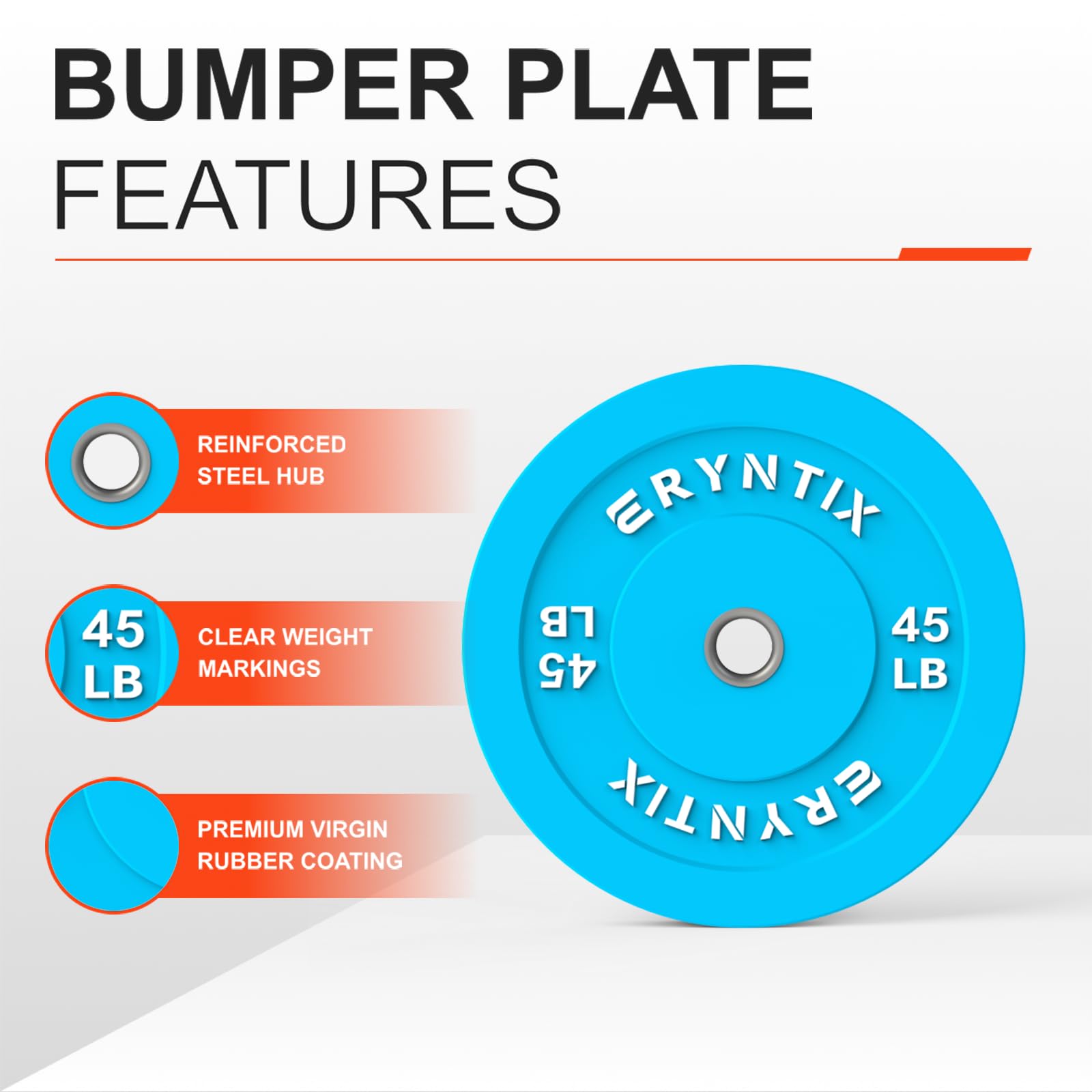 ERYNTIX ERYBP002 Olympic Bumper Plates 45LB Pair (2 Plates)